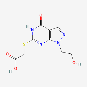 molecular formula C9H10N4O4S B2546289 {[1-(2-hydroxyethyl)-4-oxo-4,5-dihydro-1H-pyrazolo[3,4-d]pyrimidin-6-yl]thio}acetic acid CAS No. 1005308-66-6