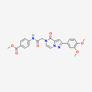 molecular formula C24H22N4O6 B2546291 4-({[2-(3,4-二甲氧基苯基)-4-氧代吡唑并[1,5-a]吡嗪-5(4H)-基]乙酰}氨基)苯甲酸甲酯 CAS No. 941938-81-4