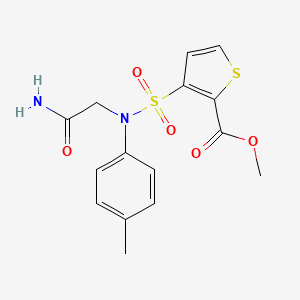 molecular formula C15H16N2O5S2 B2546300 Methyl 3-[(2-amino-2-oxoethyl)(4-methylphenyl)sulfamoyl]thiophene-2-carboxylate CAS No. 895266-52-1