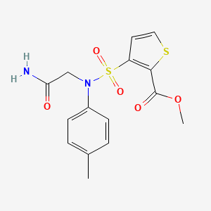 molecular formula C15H16N2O5S2 B2546300 3-[(2-氨基-2-氧代乙基)(4-甲基苯基)磺酰胺基]噻吩-2-羧酸甲酯 CAS No. 895266-52-1