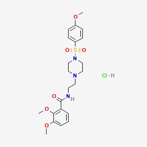 molecular formula C22H30ClN3O6S B2546301 2,3-dimethoxy-N-(2-(4-((4-methoxyphenyl)sulfonyl)piperazin-1-yl)ethyl)benzamide hydrochloride CAS No. 1189861-66-2