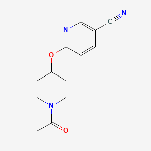 molecular formula C13H15N3O2 B2546307 6-((1-Acetylpiperidin-4-yl)oxy)nicotinonitrile CAS No. 1421496-73-2