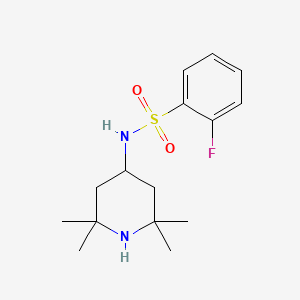 molecular formula C15H23FN2O2S B2546316 2-fluoro-N-(2,2,6,6-tetramethylpiperidin-4-yl)benzenesulfonamide CAS No. 873589-37-8