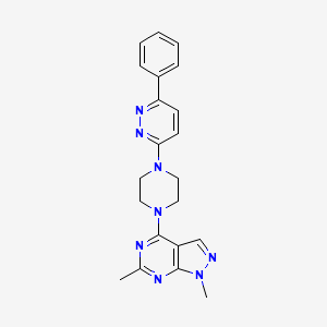 molecular formula C21H22N8 B2546337 1,6-Dimethyl-4-[4-(6-phenylpyridazin-3-yl)piperazin-1-yl]pyrazolo[3,4-d]pyrimidine CAS No. 2380182-56-7