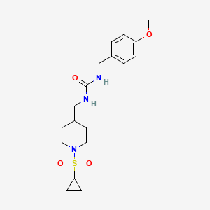 molecular formula C18H27N3O4S B2546344 1-((1-(Cyclopropylsulfonyl)piperidin-4-yl)methyl)-3-(4-methoxybenzyl)urea CAS No. 1235002-08-0