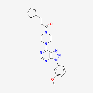 molecular formula C23H29N7O2 B2546350 7-[4-(3-cyclopentylpropanoyl)piperazin-1-yl]-3-(3-methoxyphenyl)-3H-[1,2,3]triazolo[4,5-d]pyrimidine CAS No. 1005306-94-4