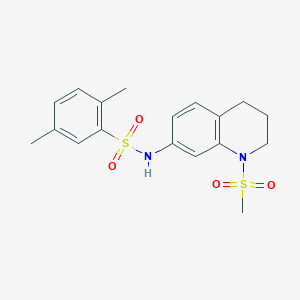 molecular formula C18H22N2O4S2 B2546356 2,5-dimethyl-N-(1-methylsulfonyl-3,4-dihydro-2H-quinolin-7-yl)benzenesulfonamide CAS No. 946352-59-6