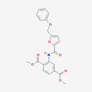 molecular formula C22H19NO7 B254636 Dimethyl 2-({[5-(phenoxymethyl)furan-2-yl]carbonyl}amino)benzene-1,4-dicarboxylate 