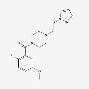 molecular formula C17H21BrN4O2 B2546365 (4-(2-(1H-pyrazol-1-yl)ethyl)piperazin-1-yl)(2-bromo-5-methoxyphenyl)methanone CAS No. 1286732-54-4