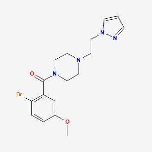 molecular formula C17H21BrN4O2 B2546365 (4-(2-(1H-吡唑-1-基)乙基)哌嗪-1-基)(2-溴-5-甲氧基苯基)甲苯酮 CAS No. 1286732-54-4