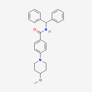 molecular formula C26H28N2O2 B2546368 N-二苯甲酰基-4-(4-甲氧基哌啶-1-基)苯甲酰胺 CAS No. 2034611-54-4