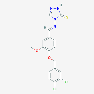 molecular formula C17H14Cl2N4O2S B254637 4-({4-[(3,4-dichlorobenzyl)oxy]-3-methoxybenzylidene}amino)-4H-1,2,4-triazol-3-yl hydrosulfide 