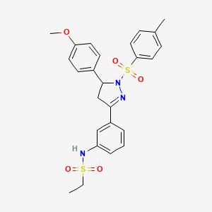 molecular formula C25H27N3O5S2 B2546373 N-(3-(5-(4-methoxyphenyl)-1-tosyl-4,5-dihydro-1H-pyrazol-3-yl)phenyl)ethanesulfonamide CAS No. 851782-81-5