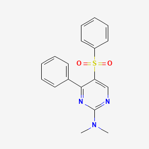 molecular formula C18H17N3O2S B2546379 5-(苯磺酰基)-N,N-二甲基-4-苯基嘧啶-2-胺 CAS No. 339107-78-7