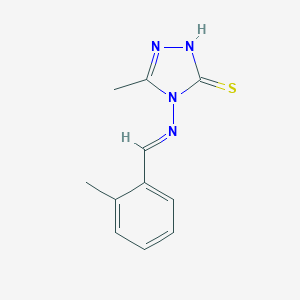 molecular formula C11H12N4S B254639 (E)-5-methyl-4-((2-methylbenzylidene)amino)-4H-1,2,4-triazole-3-thiol 