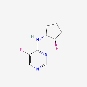 molecular formula C9H11F2N3 B2546396 5-Fluoro-N-[(1R,2R)-2-fluorocyclopentyl]pyrimidin-4-amine CAS No. 2381965-25-7