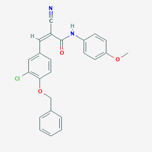 molecular formula C24H19ClN2O3 B2546411 (Z)-3-(3-Chloro-4-phenylmethoxyphenyl)-2-cyano-N-(4-methoxyphenyl)prop-2-enamide CAS No. 444570-61-0