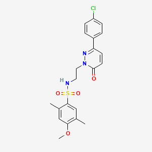 molecular formula C21H22ClN3O4S B2546412 N-(2-(3-(4-氯苯基)-6-氧代哒嗪-1(6H)-基)乙基)-4-甲氧基-2,5-二甲苯磺酰胺 CAS No. 921880-53-7