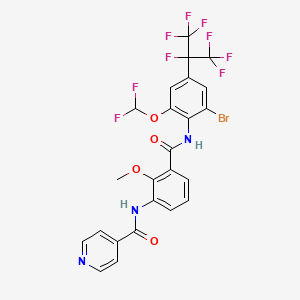 molecular formula C24H15BrF9N3O4 B2546419 N-[3-[[2-Bromo-6-(difluoromethoxy)-4-(1,1,1,2,3,3,3-heptafluoropropan-2-yl)phenyl]carbamoyl]-2-methoxyphenyl]pyridine-4-carboxamide CAS No. 1800090-03-2