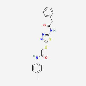 molecular formula C19H18N4O2S2 B2546420 N-(5-((2-オキソ-2-(p-トリルアミノ)エチル)チオ)-1,3,4-チアジアゾール-2-イル)-2-フェニルアセトアミド CAS No. 392291-32-6