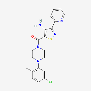(4-Amino-3-(pyridin-2-yl)isothiazol-5-yl)(4-(5-chloro-2-methylphenyl)piperazin-1-yl)methanone