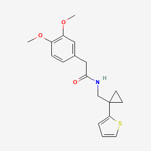 molecular formula C18H21NO3S B2546427 2-(3,4-dimethoxyphenyl)-N-((1-(thiophen-2-yl)cyclopropyl)methyl)acetamide CAS No. 1203290-63-4