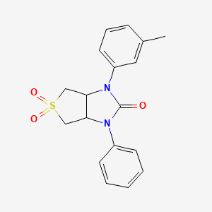 molecular formula C18H18N2O3S B2546429 1-phenyl-3-(m-tolyl)tetrahydro-1H-thieno[3,4-d]imidazol-2(3H)-one 5,5-dioxide CAS No. 324780-51-0