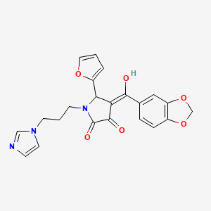 molecular formula C22H19N3O6 B2546437 1-(3-(1H-imidazol-1-yl)propyl)-4-(benzo[d][1,3]dioxole-5-carbonyl)-5-(furan-2-yl)-3-hydroxy-1H-pyrrol-2(5H)-one CAS No. 623131-29-3