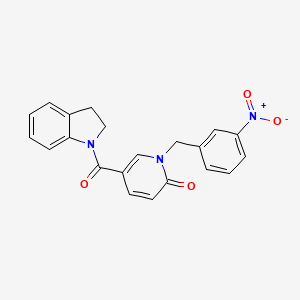 molecular formula C21H17N3O4 B2546442 5-(indoline-1-carbonyl)-1-(3-nitrobenzyl)pyridin-2(1H)-one CAS No. 900010-27-7