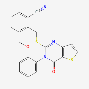 2-(((3-(2-Methoxyphenyl)-4-oxo-3,4-dihydrothieno[3,2-d]pyrimidin-2-yl)thio)methyl)benzonitrile