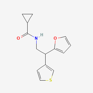 molecular formula C14H15NO2S B2546449 N-[2-(Furan-2-yl)-2-(Thiophen-3-yl)ethyl]cyclopropancarboxamid CAS No. 2097892-04-9