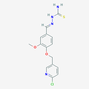 molecular formula C15H15ClN4O2S B2546458 [(E)-({4-[(6-氯吡啶-3-基)甲氧基]-3-甲氧基苯基}亚甲基)氨基]硫脲 CAS No. 861207-89-8