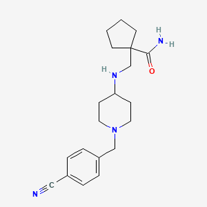 molecular formula C20H28N4O B2546461 1-[[[1-[(4-Cyanophenyl)methyl]piperidin-4-yl]amino]methyl]cyclopentane-1-carboxamide CAS No. 2126161-15-5