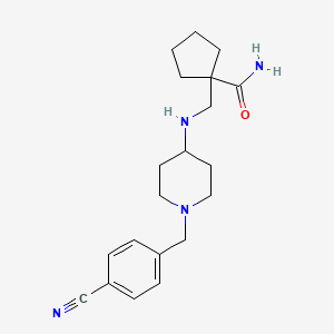 molecular formula C20H28N4O B2546461 1-[[[1-[(4-氰基苯基)甲基]哌啶-4-基]氨基]甲基]环戊烷-1-甲酰胺 CAS No. 2126161-15-5