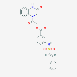 [2-oxo-2-(3-oxo-2,4-dihydroquinoxalin-1-yl)ethyl] 3-[[(E)-2-phenylethenyl]sulfonylamino]benzoate