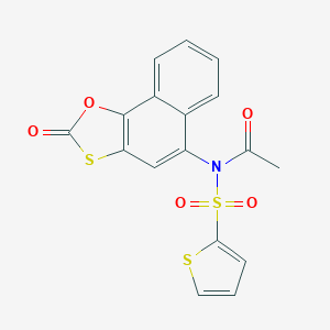 molecular formula C17H11NO5S3 B254648 N-acetyl-N-(2-oxonaphtho[2,1-d][1,3]oxathiol-5-yl)-2-thiophenesulfonamide 