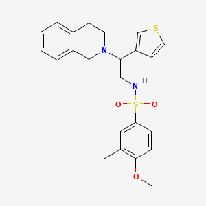 molecular formula C23H26N2O3S2 B2546494 N-(2-(3,4-dihydroisoquinolin-2(1H)-yl)-2-(thiophen-3-yl)ethyl)-4-methoxy-3-methylbenzenesulfonamide CAS No. 955259-20-8