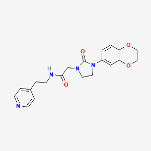 molecular formula C20H22N4O4 B2546504 2-(3-(2,3-dihydrobenzo[b][1,4]dioxin-6-yl)-2-oxoimidazolidin-1-yl)-N-(2-(pyridin-4-yl)ethyl)acetamide CAS No. 1286709-78-1