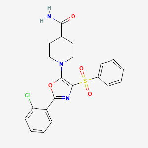 molecular formula C21H20ClN3O4S B2546509 1-(2-(2-氯苯基)-4-(苯磺酰基)恶唑-5-基)哌啶-4-甲酰胺 CAS No. 823829-71-6