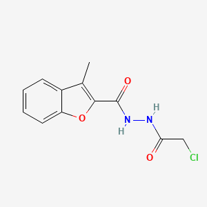 molecular formula C12H11ClN2O3 B2546512 N'-(2-Chloroacetyl)-3-methyl-1-benzofuran-2-carbohydrazide CAS No. 2209964-39-4