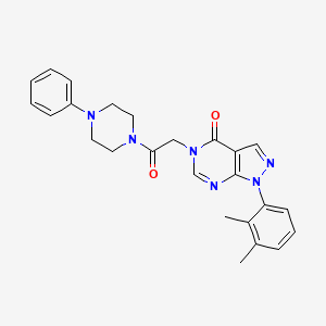 molecular formula C25H26N6O2 B2546516 1-(2,3-dimethylphenyl)-5-(2-oxo-2-(4-phenylpiperazin-1-yl)ethyl)-1H-pyrazolo[3,4-d]pyrimidin-4(5H)-one CAS No. 887458-40-4