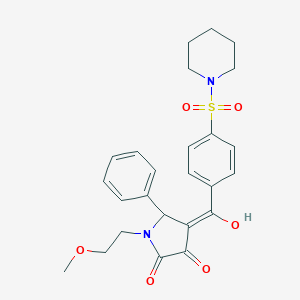 molecular formula C25H28N2O6S B254652 3-hydroxy-1-(2-methoxyethyl)-5-phenyl-4-{[4-(piperidin-1-ylsulfonyl)phenyl]carbonyl}-1,5-dihydro-2H-pyrrol-2-one 