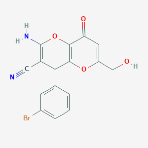 2-Amino-4-(3-bromophenyl)-6-(hydroxymethyl)-8-oxo-4,8-dihydropyrano[3,2-b]pyran-3-carbonitrile