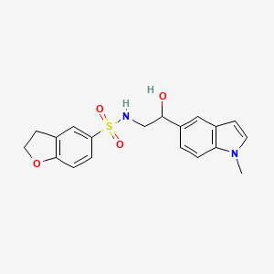 molecular formula C19H20N2O4S B2546540 N-(2-hydroxy-2-(1-methyl-1H-indol-5-yl)ethyl)-2,3-dihydrobenzofuran-5-sulfonamide CAS No. 2034596-42-2