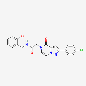 molecular formula C22H19ClN4O3 B2546544 2-[2-(4-chlorophenyl)-4-oxopyrazolo[1,5-a]pyrazin-5(4H)-yl]-N-(2-methoxybenzyl)acetamide CAS No. 941982-34-9