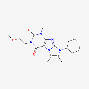 molecular formula C19H27N5O3 B2546549 8-cyclohexyl-3-(2-methoxyethyl)-1,6,7-trimethyl-1H-imidazo[2,1-f]purine-2,4(3H,8H)-dione CAS No. 896597-95-8