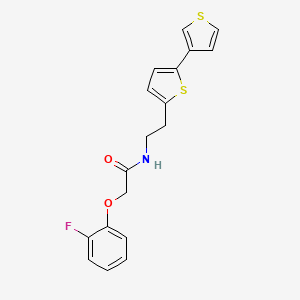 molecular formula C18H16FNO2S2 B2546557 N-(2-([2,3'-bithiophen]-5-yl)ethyl)-2-(2-fluorophenoxy)acetamide CAS No. 2034496-27-8