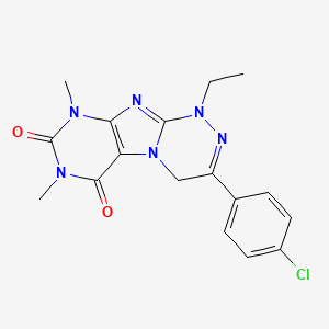 molecular formula C17H17ClN6O2 B2546558 3-(4-chlorophényl)-1-éthyl-7,9-diméthyl-7,9-dihydro-[1,2,4]triazino[3,4-f]purine-6,8(1H,4H)-dione CAS No. 371955-68-9