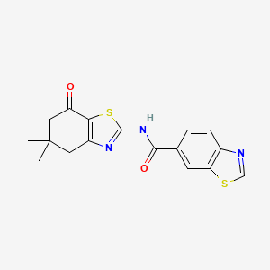 molecular formula C17H15N3O2S2 B2546559 N-(5,5-dimethyl-7-oxo-4,6-dihydro-1,3-benzothiazol-2-yl)-1,3-benzothiazole-6-carboxamide CAS No. 681167-14-6