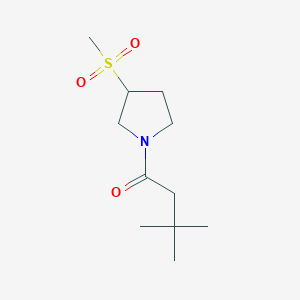 molecular formula C11H21NO3S B2546560 3,3-ジメチル-1-(3-(メチルスルホニル)ピロリジン-1-イル)ブタン-1-オン CAS No. 1448037-33-9